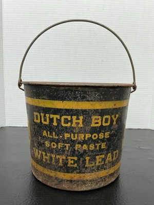 Antique Dutch Boy Soft Paste White Lead 89% Metal Paint Bucket 25 lbs