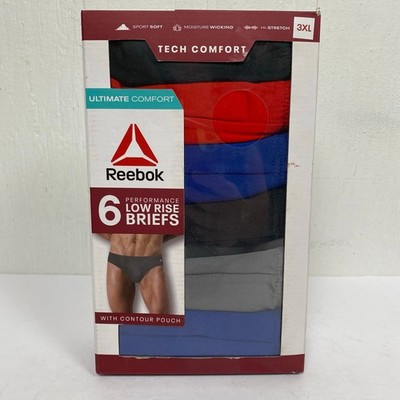 Reebok Performance Tech Comfort Low Rise Briefs Pack of 6 Red Black Size 3XL