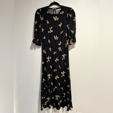 Reformation Jeans Black Floral Dress M