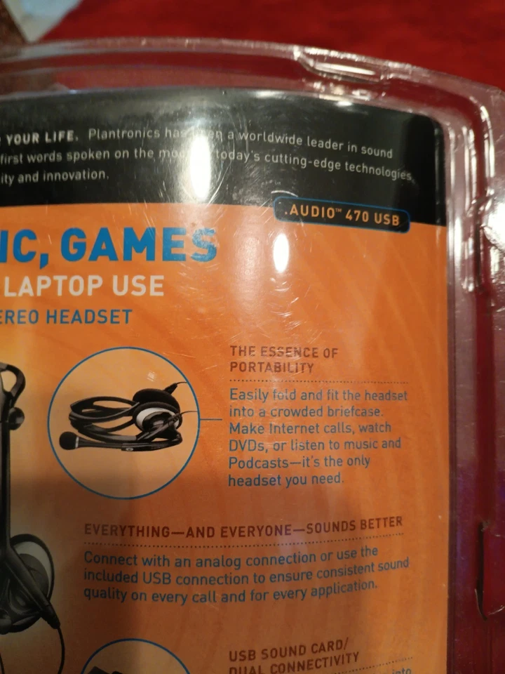 Plantronics Foldable USB Stereo Headset Optimized Laptop Use Audio 470 USB NEW - Image 2 of 4