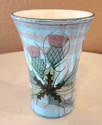 TAIN POTTERY Scotland Glenaidie Flared Thistle Vase Plaid