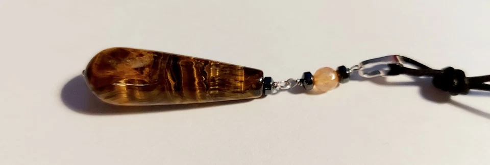 Ciondolo in argento 925 con pietra giada  occhio di tigre ematite goccia natale - Immagine 4 di 4