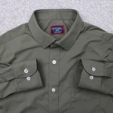 UNTUCKIT Shirt Mens Medium Green Gironde Slim Fit Nylon Stretch L/S Button