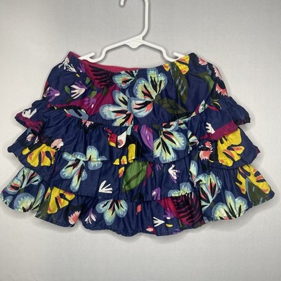 Catimini Girls Tiered Ruffle Circle Skirt Pelican Tropical Print Size 7 Carnival