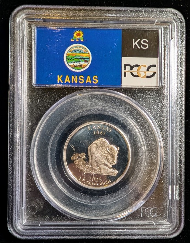 2005-S Silver Proof Kansas State Quarter KS 25C PCGS PR69 DCAM 