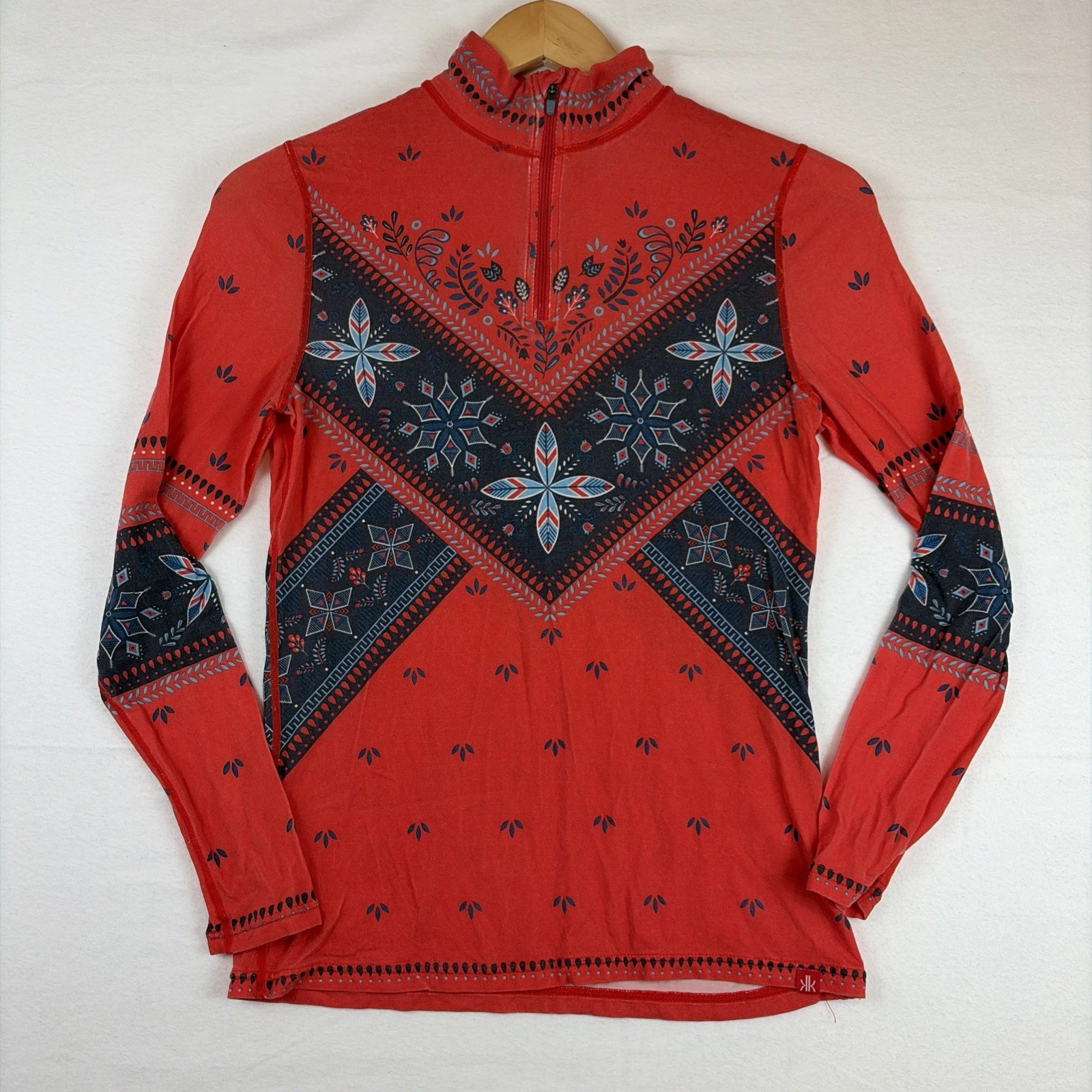 Krimson Klover 1/4 Zip Base Layer Womens Size Small Let it Snow Nordic Fair Isle