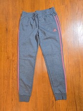 New Adidas Women's Full Length Gray And Pink Joggers Size Medium