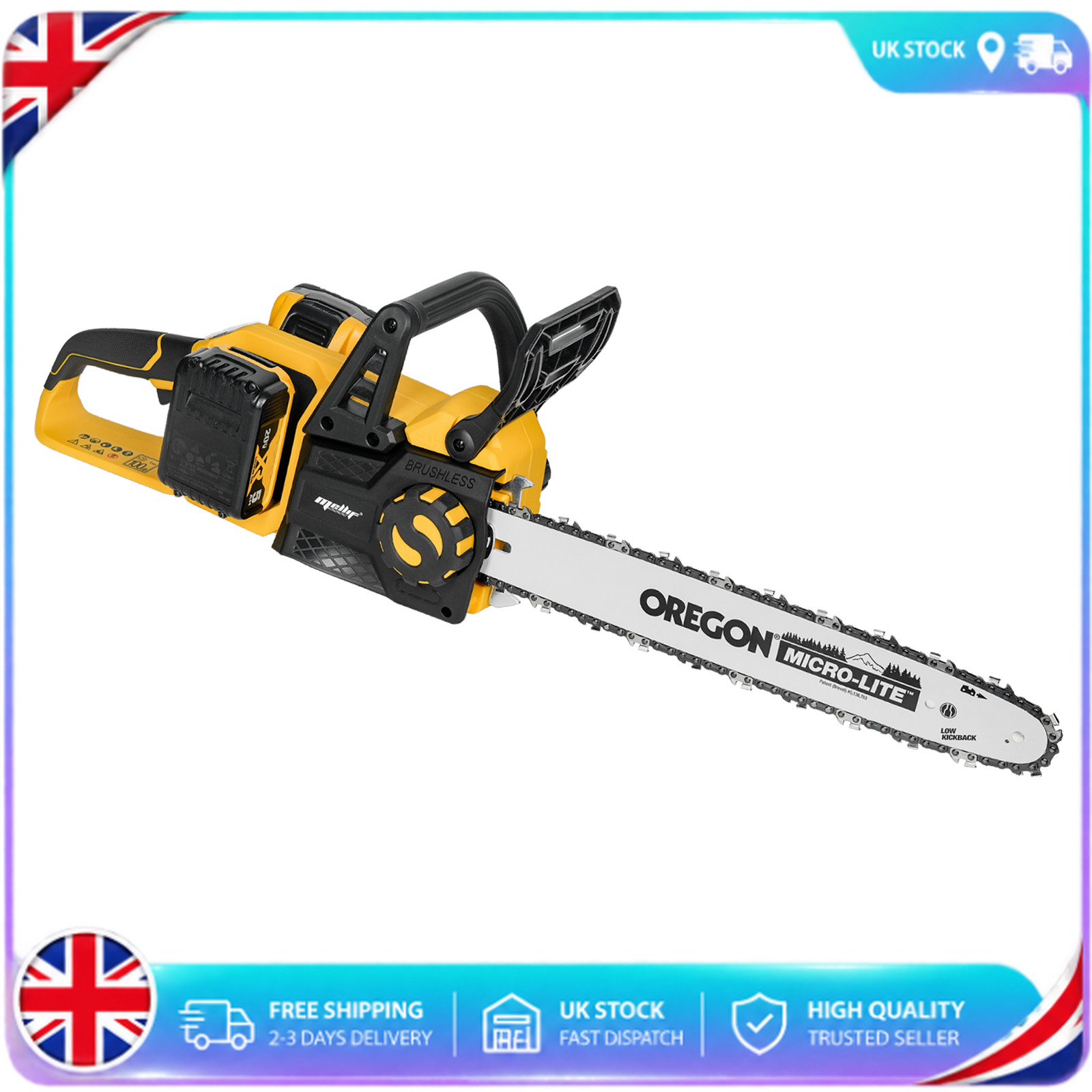 Electric Handheld Brushless 16" Cordless Chainsaw For Dewalt 18V 20V MAX Battery