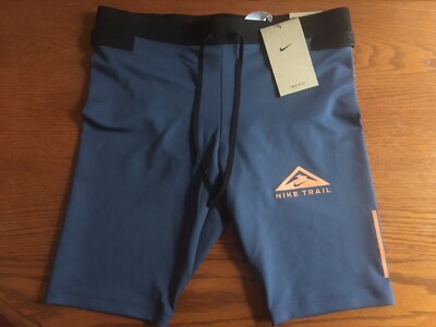 Nike Trail Shorts 1/2 Tights Mens Small Blue Orange Black Dri Fit Running  Racing
