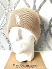 Polo Ralph Lauren Pima Cotton Beanie Hat Tan Beige Oatmeal 100% OFFICIAL ADULTS