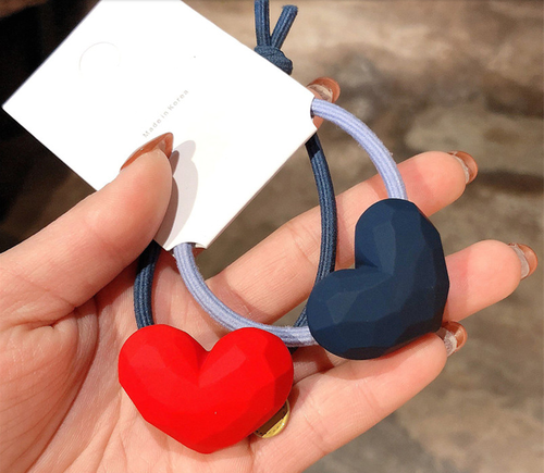 Little Queen Korean matte color heart hair tie fashion hair accessories - Picture 4 of 12