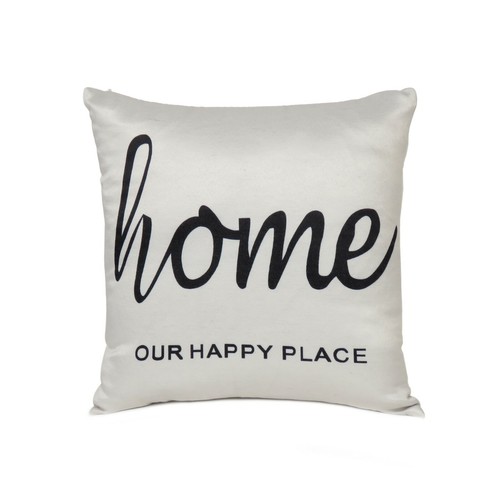 Oussum 18x18" Cushion Cover Home Our Happy Place Bedroom Decorative Pillow Case - Picture 2 of 8