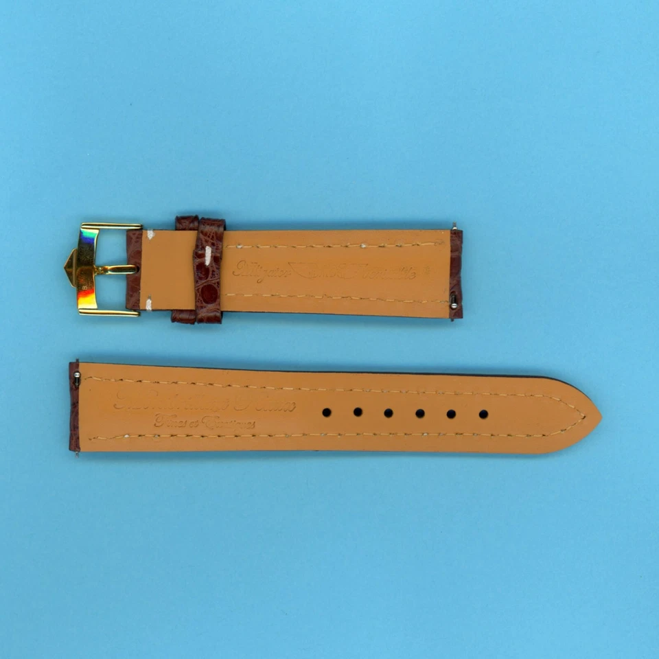 FIVELA HEUER ETIQUETA DOURADA GENUÍNA JACARÉ MARROM MB 20mm forrada de couro e geração - Imagem 4 de 4