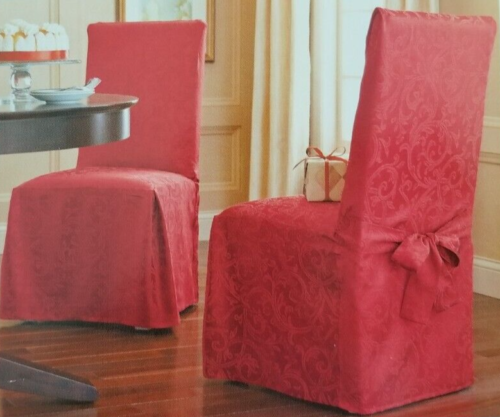 Essentials for the Season Red Dining Room Chair Slip Cover NIP - Afbeelding 1 van 10