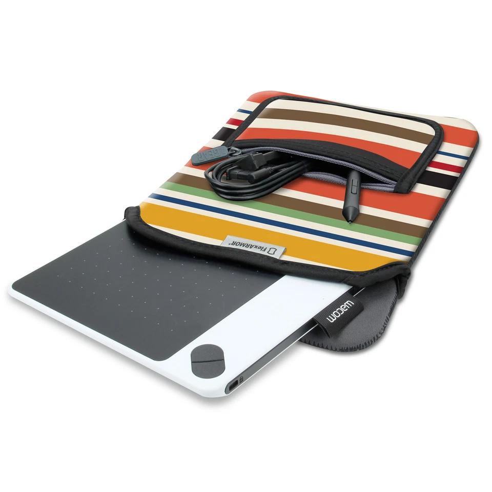 Striped Neoprene Tablet Sleeve with Carrying Handle & Zippered Accessory Pocket - Image 3 of 4