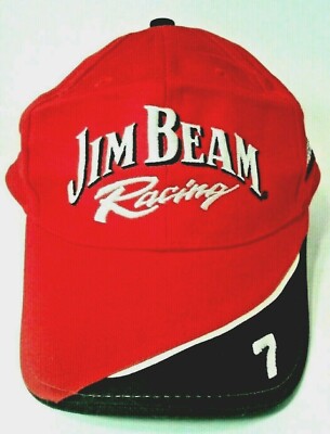 Vtg Jim Beam Racing Hat Cap #7 Robby Gordon Baseball Adjustable Hook & Loop Red