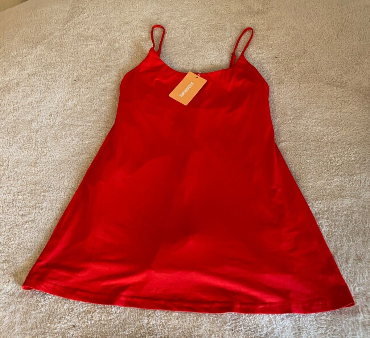 open lace back dress Cutout Back Active Tank Dress Red / L