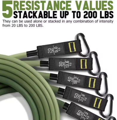11-Piece 200LBS Resistance Bands Set   Elastic Tension Pull Rope for Home Set