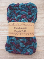 crochet handmade reusable dust cloth eco friendly chemical free peacock blue