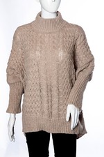 Image of SALE Jumper Chunky Cable Knit PLUS SIZE Turtle Neck Slit sides Longer Back