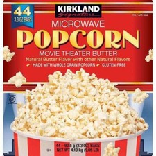 Kirkland Signature Microwave Popcorn 3.3 oz 44 Ct Butter Gluten Free Whole grain