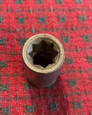 Vintage None Better Tools 7/16” Double Square 8pt Star Socket USA 1/2” Drive