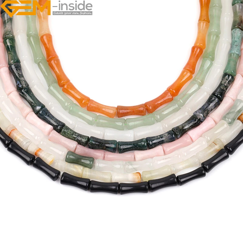 Dijes de piedras preciosas de bambú naturales surtidos nudos tubos cuentas para joyería 15" 20-30 un. Foto 2 de 4