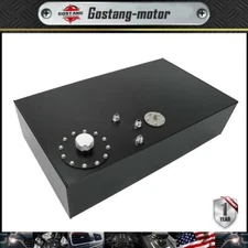 17 Gallon/64L Aluminum Fuel Cell Gas Tank w/ Cap & Level Sender Street Rod Black