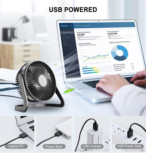 Portable mini USB Cooling Fan 360° Small Desktop Desk Quiet Computer 4inch - Picture 8 of 10
