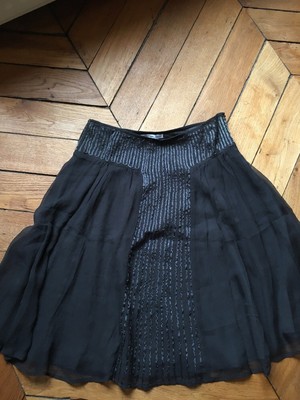 Jupe Droite En Soie Les Petites - Taille 36 Couleur Marron - Longueur Au Genou - Occasion Très Bon état