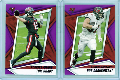 * TOM BRADY + ROB GRONKOWSKI  * 2021 ROOKIES & STARS PURPLE FOIL PARALLEL GOATS
