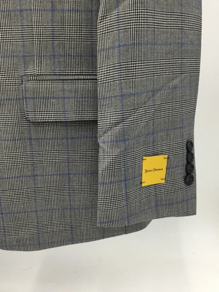Chaqueta Hickey Freeman Calce Clásico 40Corto, Pantalón 34W Traje de Lana - Negro/Blanco/Azul Foto 3 de 4