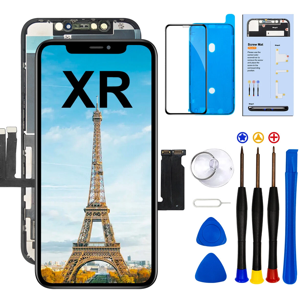 VITRE TACTILE + ECRAN LCD POUR IPHONE XR NOIR + OUTILS