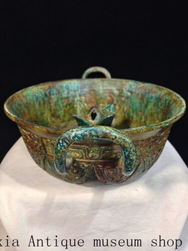 12"Collect Shang and Zhou Dynasties bronze lotus tray Pallets Dish plate vessel - 第 5/9 張圖片
