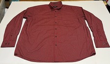 Eddie Bauer Mens Wrinkle Resistant Button Down Shirt Size XL Red Check