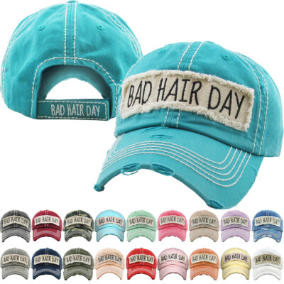 Bad Hair Day Washed Vintage Distressed Baseball Cap