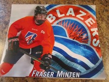 FRASER MINTEN SIGNED 8x10 MATTE PHOTO KAMLOOPS BLAZERS TORONTO MAPLE LEAFS