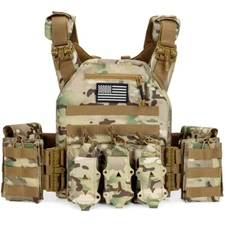 Premium Quick Release Tactical Vest Gear Plate Carrier with Flag Chest Rigs