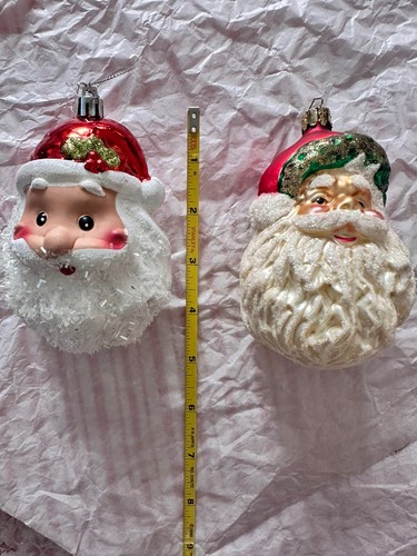 #1D Juego de 2 adornos vintage de Navidad para la cara de Papá Noel - Imagen 9 de 9