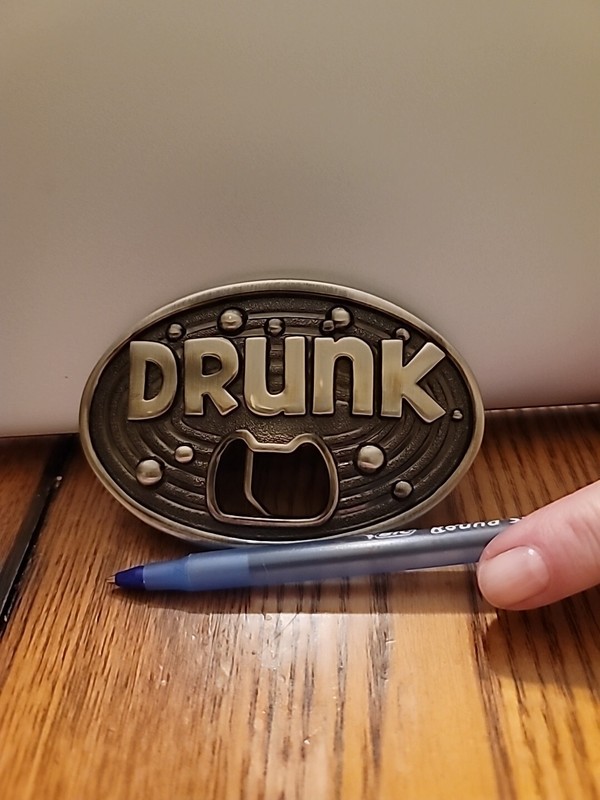 VTG Bottle Opener Funny Belt Buckle Drunk Party Humorous Modern Stainless Steel