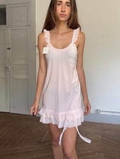Vintage baby pink ruffle slip dress   romantic sheer lingerie