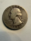 1939 D WASHINGTON QUARTER Denver Mint Mark CIRCULATED VG 90% Silver