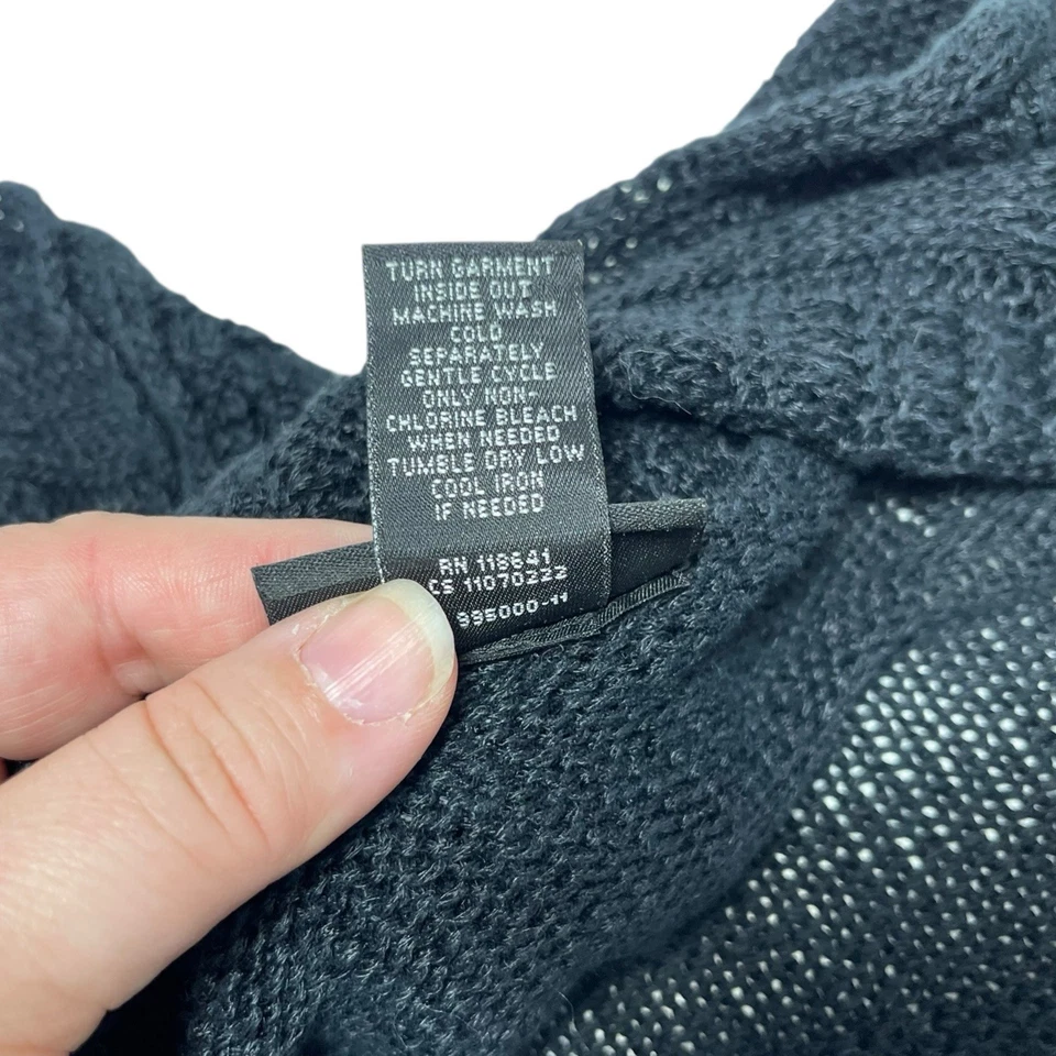 Cárdigan Lane Bryant Mujer 14/16 Negro Tejido Abierto Lino Cuello Volantes Gótico Grunge Foto 3 de 4