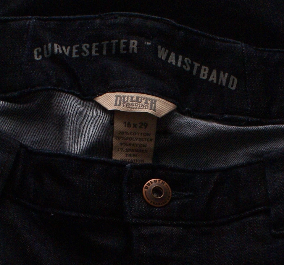 Duluth Trading Carpenter Blue Jeans Womens 16 Curvesetter Waistband, Double Knee - Image 3 of 3