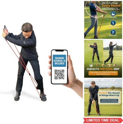 Golf Swing Trainer Resistance Band Path Grip Power Pre-Round Warm Up Practice