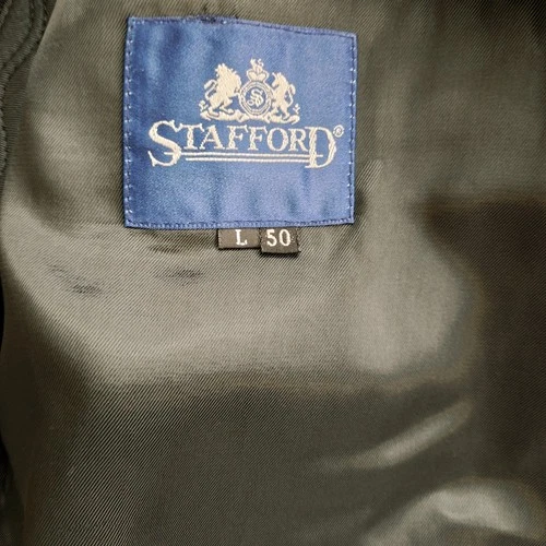 Vintage 90s Stafford Mens 100% Wool Overcoat Size 50L Charcoal Single-Breasted image 16