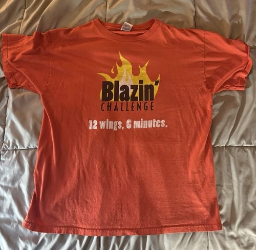 Vintage Blazin’ Challenge Buffalo Wild Wings Coca Cola 2004 Orange T Shirt XL