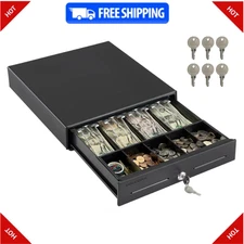 Volcora 13″ Electronic Cash Register Drawer for POS System, 4 Bill 5 Coin Tray