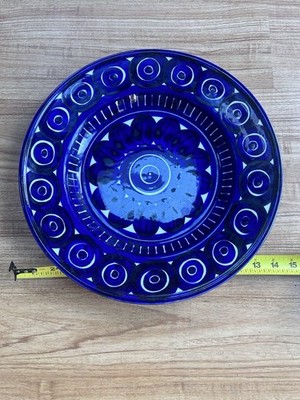 Arabia Finland Hand-Painted Platter   14  Blue Pattern Vintage Mid-Century