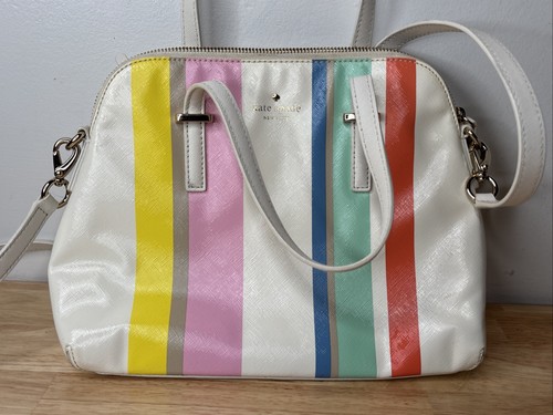 Pre-owned Kate Spade Cedar Street Multi Stripe Maise Satchel W Strap - Picture 2 of 6